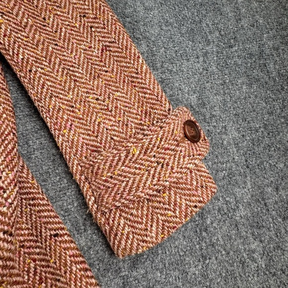 Vintage‎ Y2K Cabi Wool Coat Women 0 Mauve Herringbone Tweed Cottagecore Preppy - Picture 5 of 14